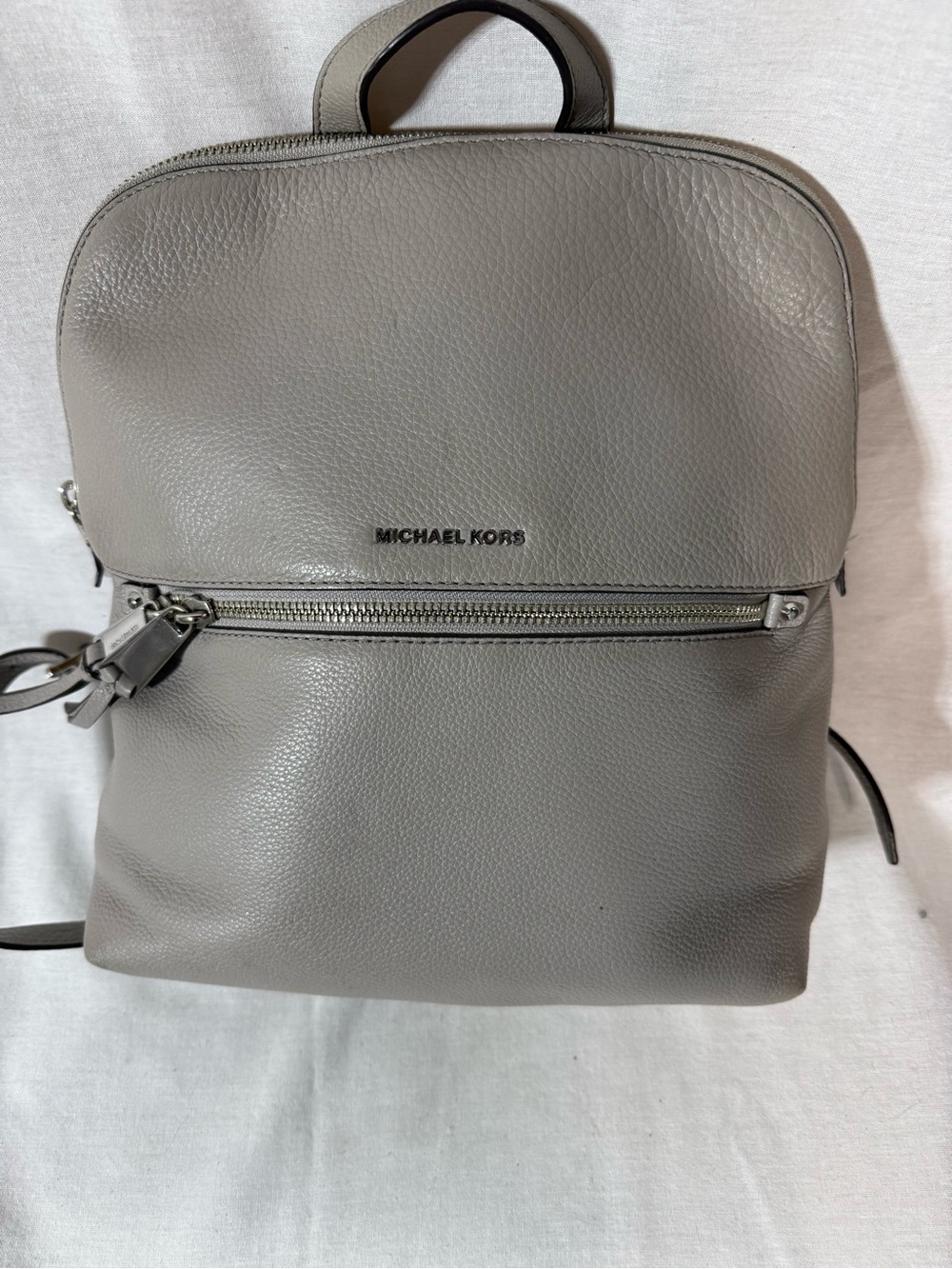 MICHAEL KORS Gray Pebbled Leather Backpack